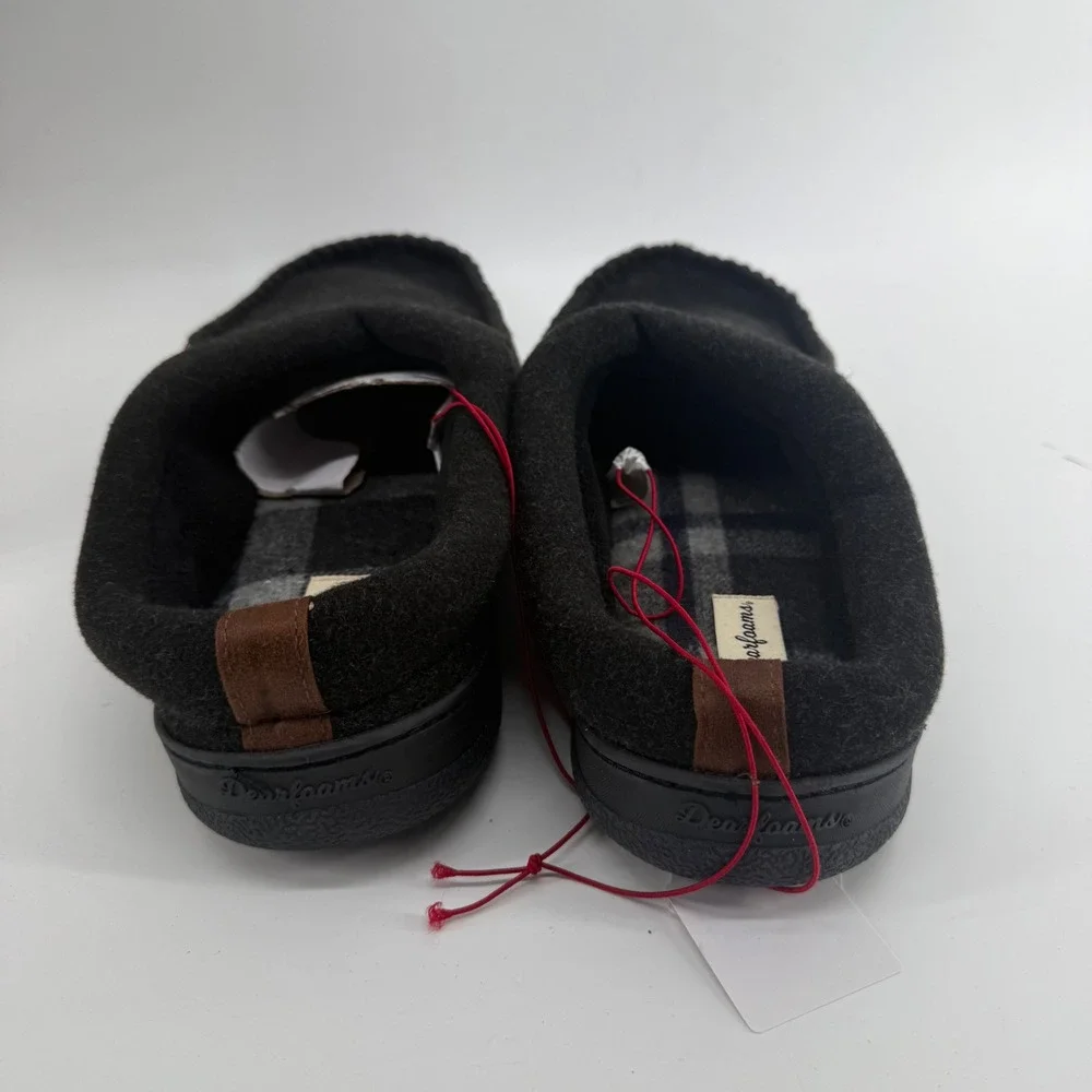 Dearfoams Mens‎ Wool Blend Memory Foam Moccasin Slippers Black XL 13-14